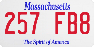 MA license plate 257FB8