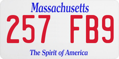 MA license plate 257FB9