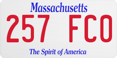 MA license plate 257FC0