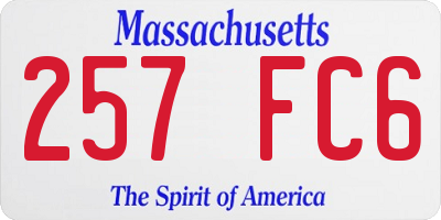 MA license plate 257FC6