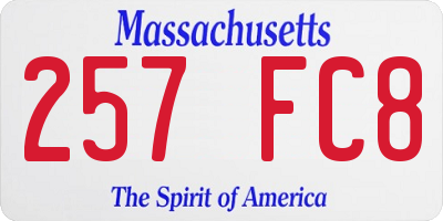 MA license plate 257FC8