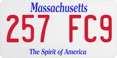 MA license plate 257FC9