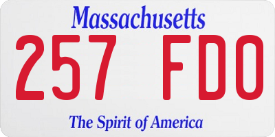 MA license plate 257FD0