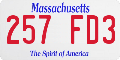MA license plate 257FD3