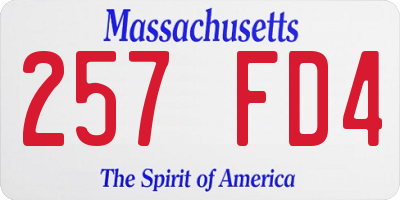 MA license plate 257FD4