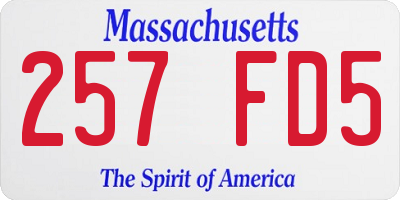 MA license plate 257FD5