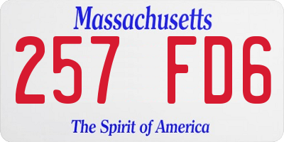 MA license plate 257FD6