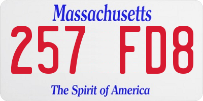 MA license plate 257FD8