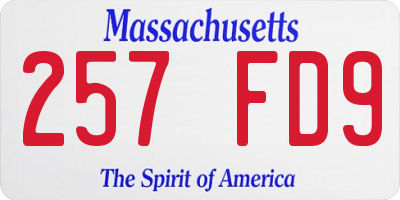 MA license plate 257FD9