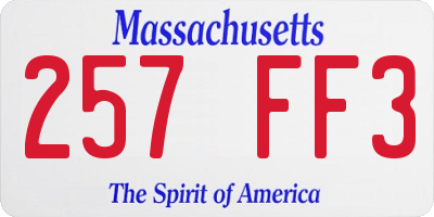 MA license plate 257FF3