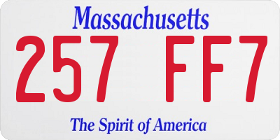 MA license plate 257FF7