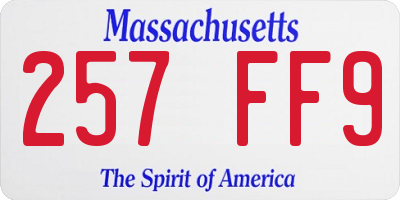MA license plate 257FF9