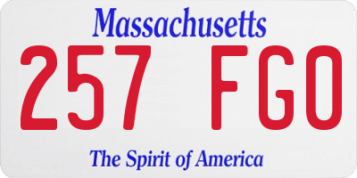MA license plate 257FG0