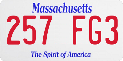 MA license plate 257FG3