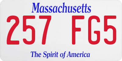 MA license plate 257FG5