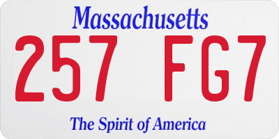 MA license plate 257FG7