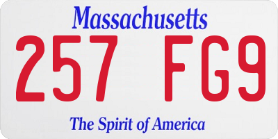 MA license plate 257FG9