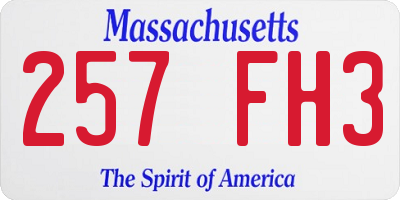 MA license plate 257FH3