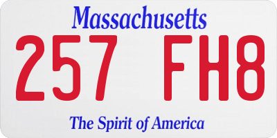MA license plate 257FH8
