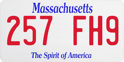 MA license plate 257FH9