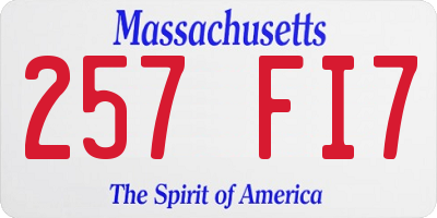 MA license plate 257FI7