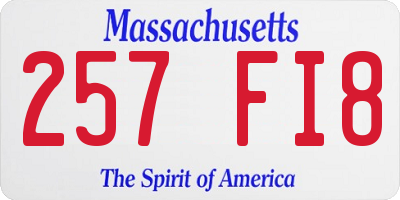 MA license plate 257FI8