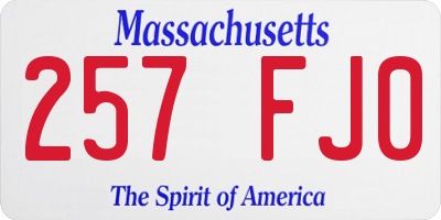 MA license plate 257FJ0