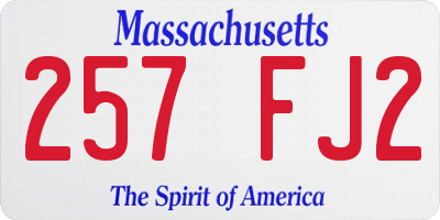 MA license plate 257FJ2