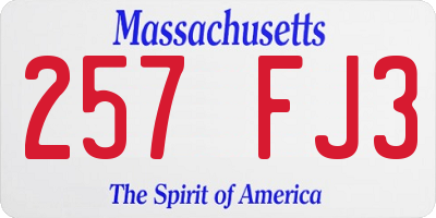 MA license plate 257FJ3