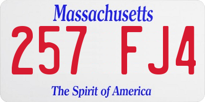MA license plate 257FJ4