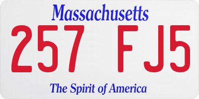 MA license plate 257FJ5
