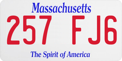 MA license plate 257FJ6