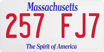 MA license plate 257FJ7