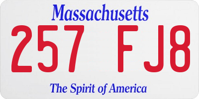 MA license plate 257FJ8