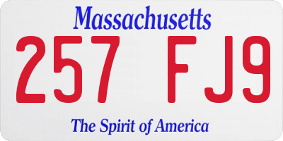 MA license plate 257FJ9
