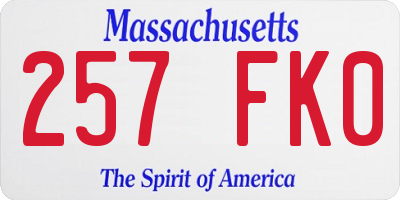 MA license plate 257FK0