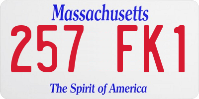 MA license plate 257FK1