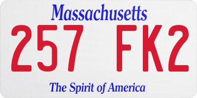 MA license plate 257FK2
