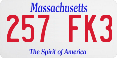 MA license plate 257FK3