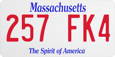 MA license plate 257FK4