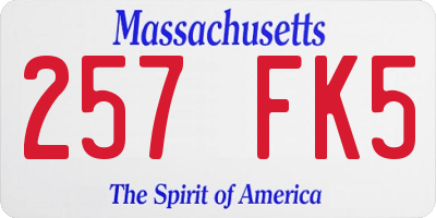 MA license plate 257FK5