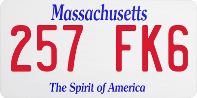 MA license plate 257FK6