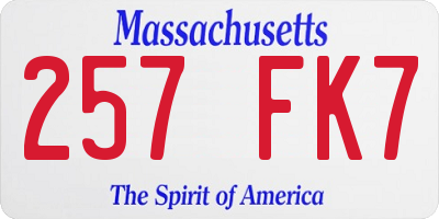 MA license plate 257FK7
