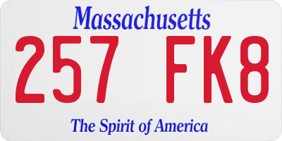 MA license plate 257FK8