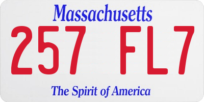 MA license plate 257FL7