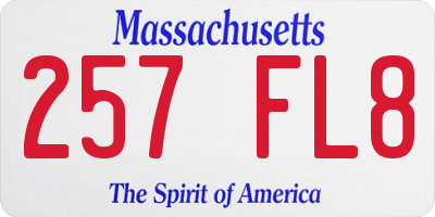 MA license plate 257FL8