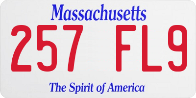 MA license plate 257FL9