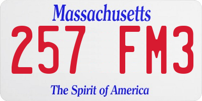 MA license plate 257FM3