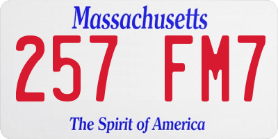MA license plate 257FM7