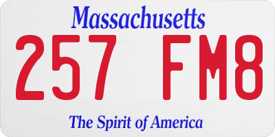 MA license plate 257FM8